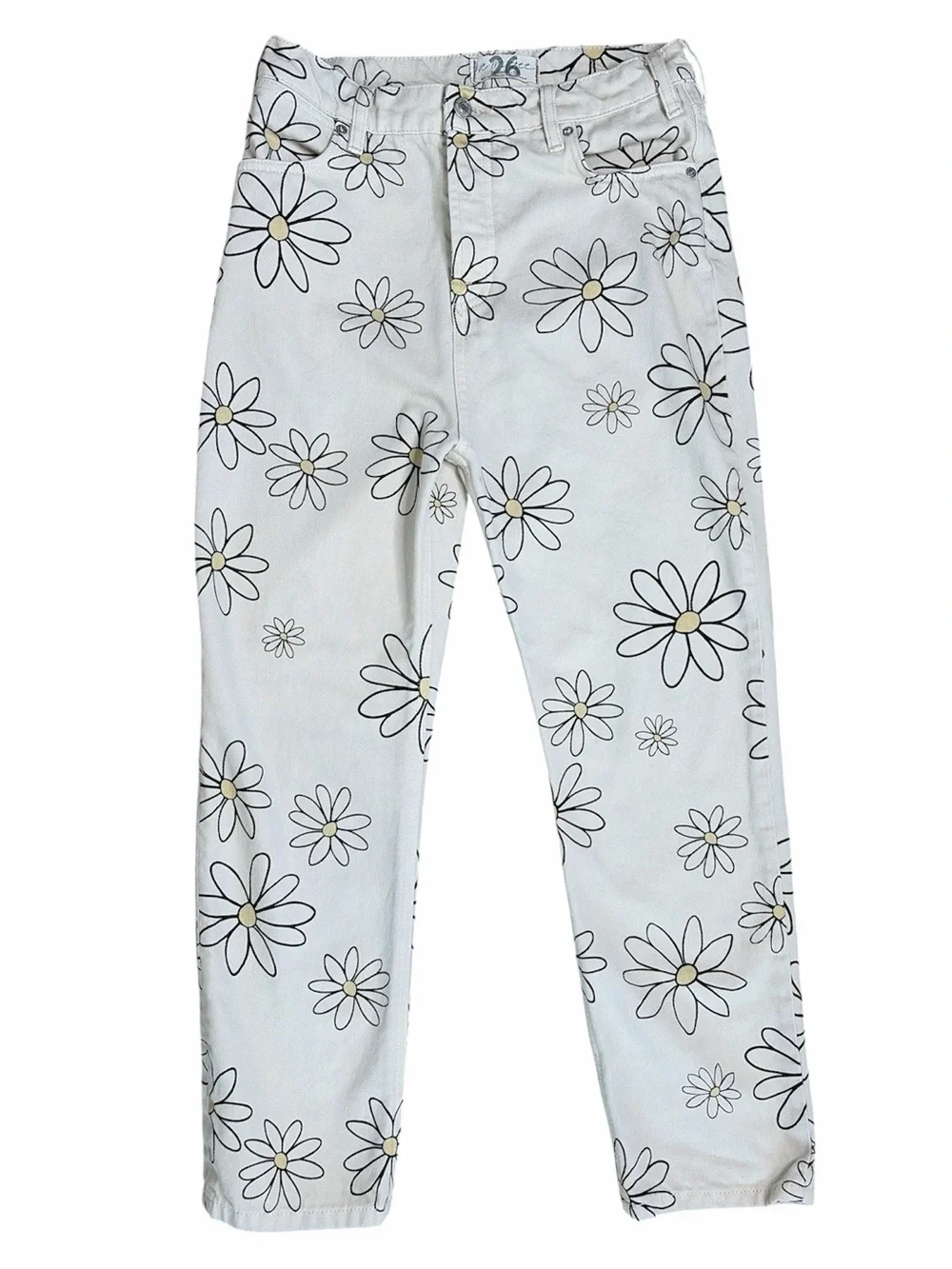 We The Free Daisy Print Mid Rise Button Fly Jean Size 26